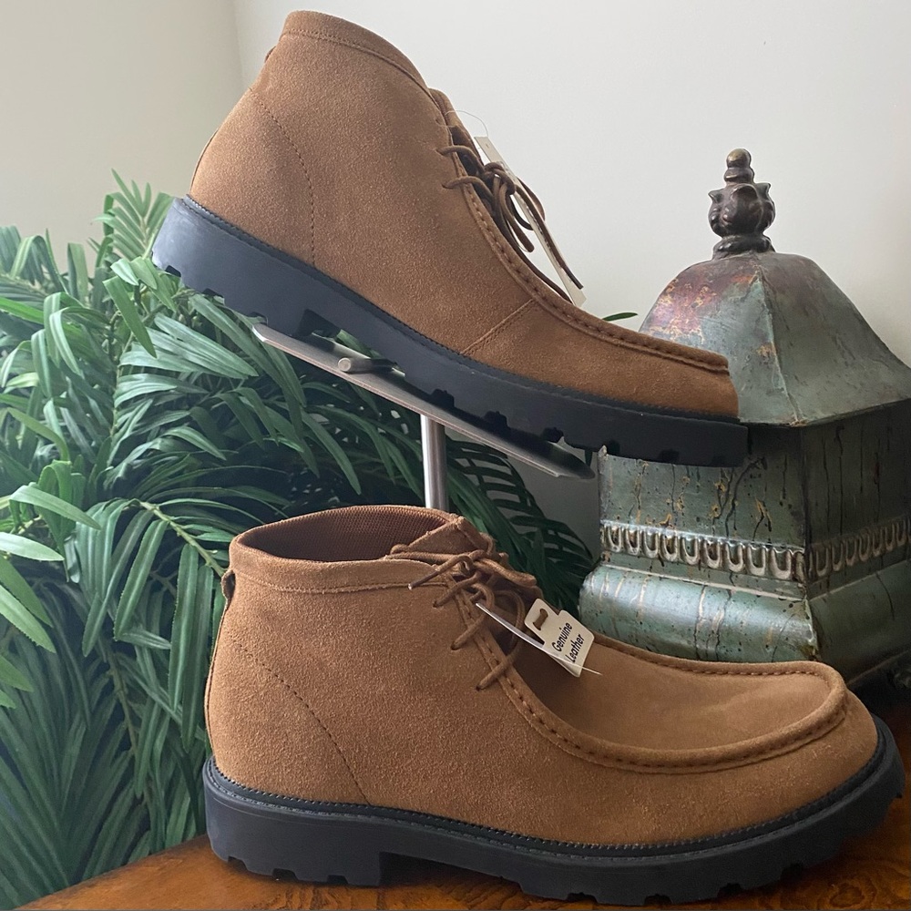 Men's Genuine Suede Brown Mid Top Derby Shoes.
